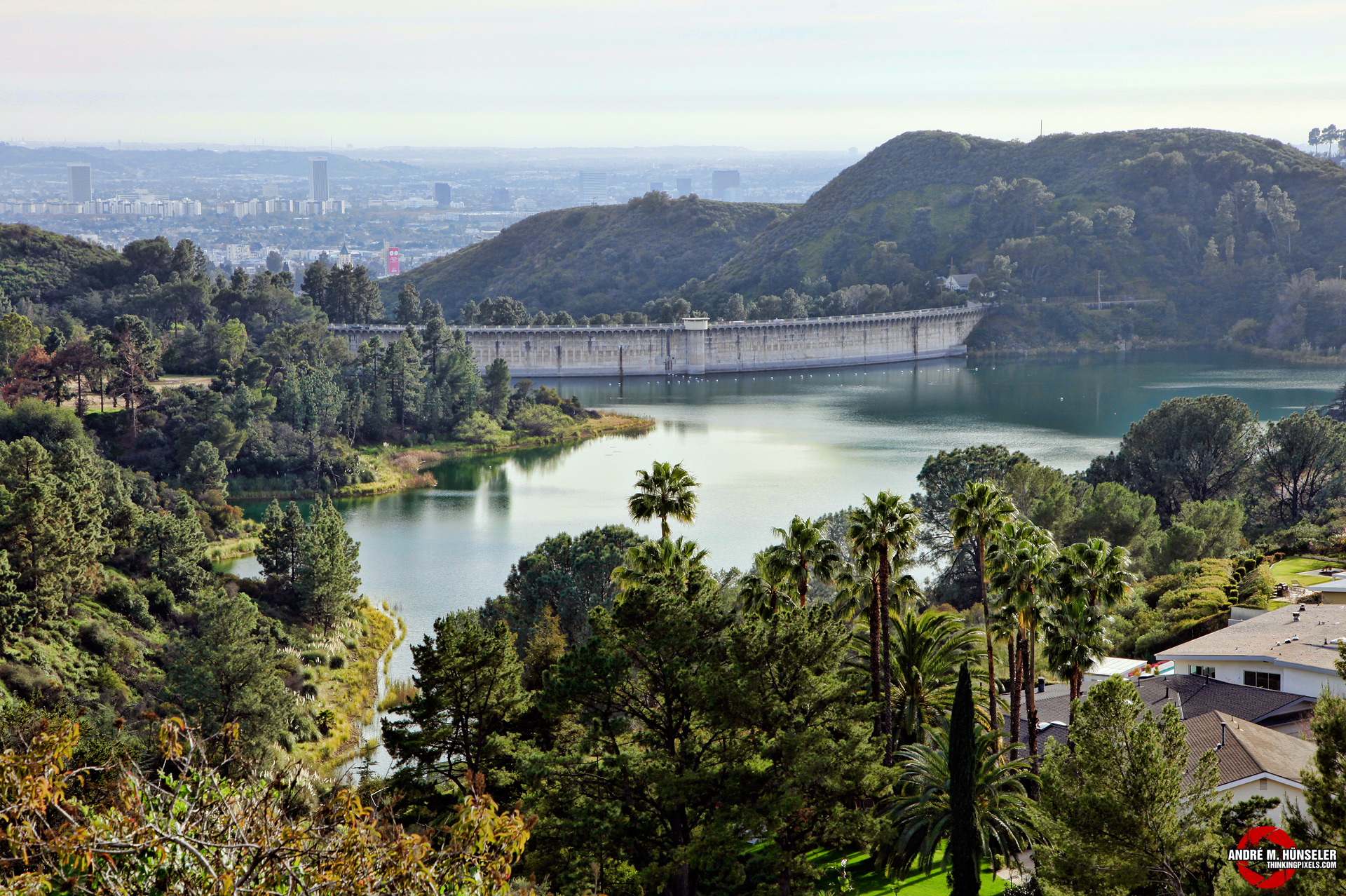 Lake Hollywood Reservoir und Mulholland Dam