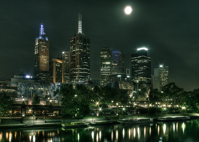 Die Skyline von Melbourne, Australien bei Nacht Die Skyline von Melbourne, Australien bei Nacht